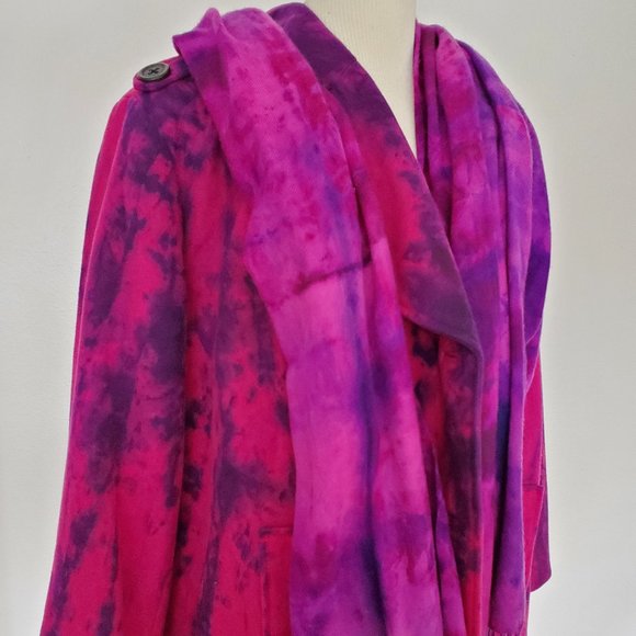 Hand Crafted Jackets & Blazers - Winter cape Pea Coat Purple navy large XXL plus 12 14 16 18 pink black tie dyed